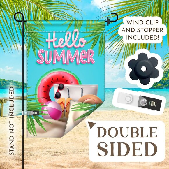 12 Pack Holiday Garden Flag Set with Anti-Wind Clip and Stopper - Picture 5 of 7